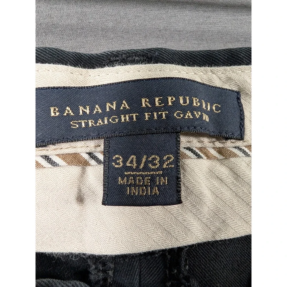 Banana Republic Mens Straight Fit Gavin Chino Pants‎ Black 34x32 Cotton